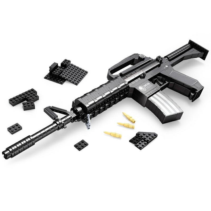 Mô hình súng M16 AUSINI 22607. Bộ lắp ghép súng trường tấn công M16 dành cho bé trai 6 tuổi, giá rẻ.