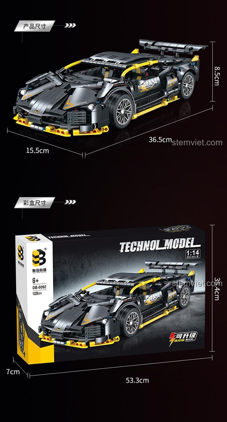 Kích thước Lamborghini Sián FKP 37 B Brand, đồ chơi lắp ráp Lamborghini Sián FKP 37, chi tiết cao, giá tiết kiệm