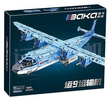 Hộp sản phẩm bộ lắp ráp máy bay vận tải Y-9 BAKA BK6612, đồ chơi mô hình cho bé trai 6 tuổi, giá rẻ.