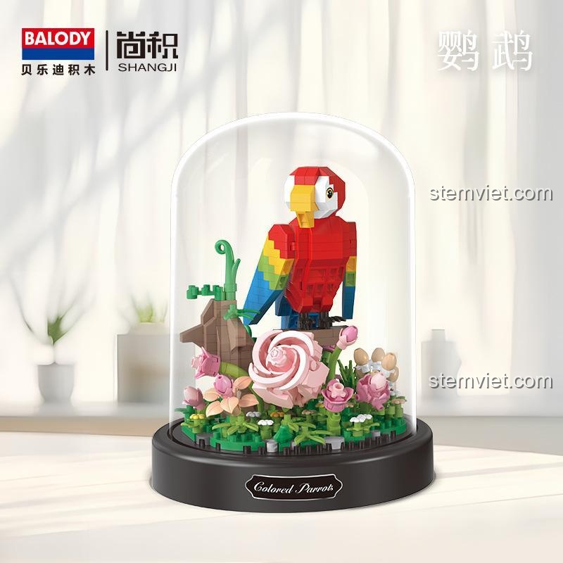 Bộ lắp ghép BALODY 16390 Chim Vẹt Sắc Màu - Mô hình chim vẹt chi tiết cao, sắc màu nhiệt đới, phù hợp cho bé gái 14 tuổi, 551 mảnh ghép