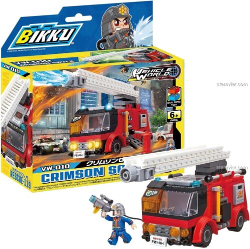 Hộp đồ chơi lắp ráp BIKKU VW010 Xe Cứu Hỏa Crimson Saver, bộ khối lắp ghép xe cứu hỏa cho bé trai 6 tuổi, chất lượng cao, giá rẻ.