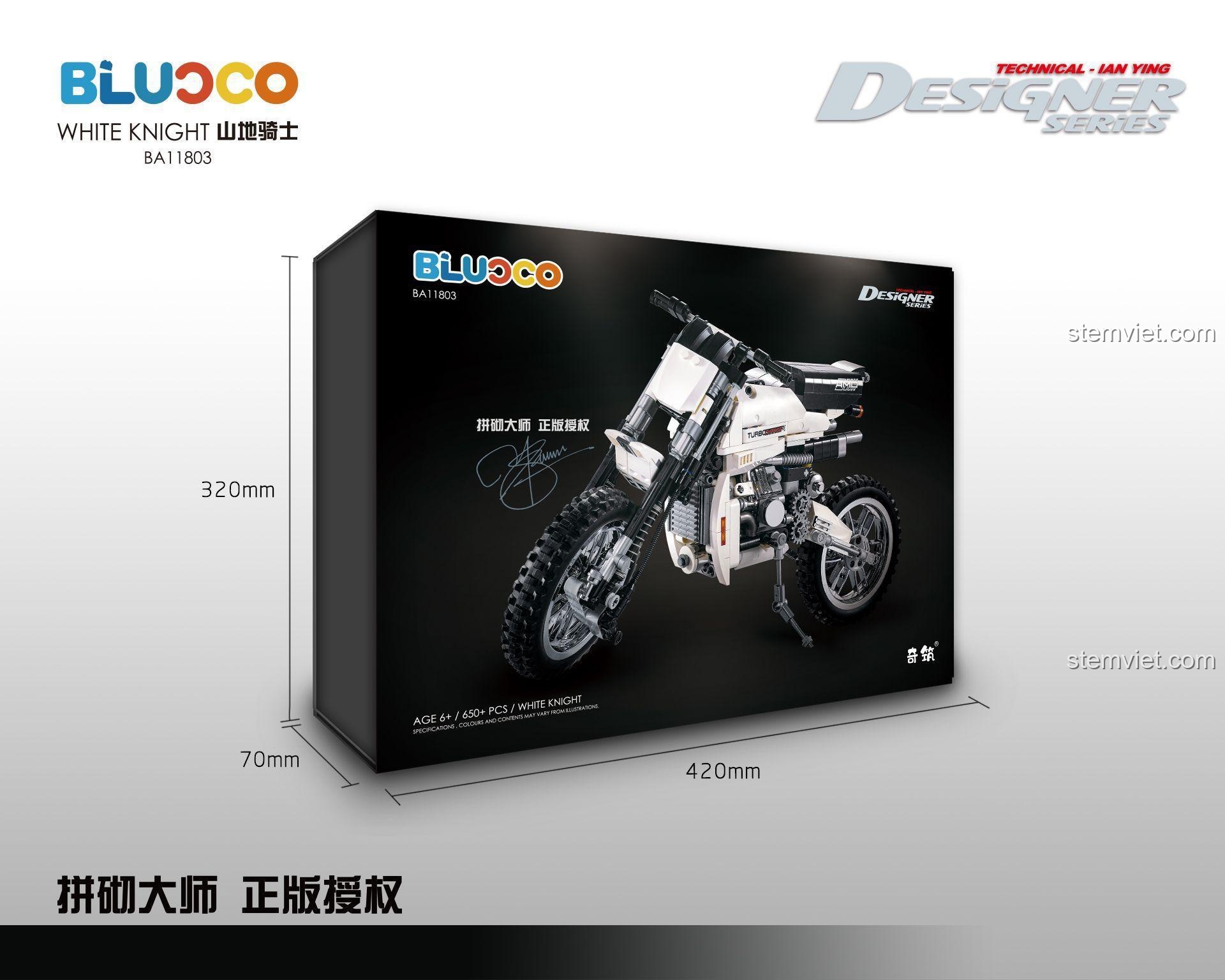 Đồ chơi mô hình BLUOCO BA11803 Xe mô tô Hiệp sĩ Trắng, bộ xếp hình tỉ lệ 1:6, thiết kế độc đáo, đáng tiền.