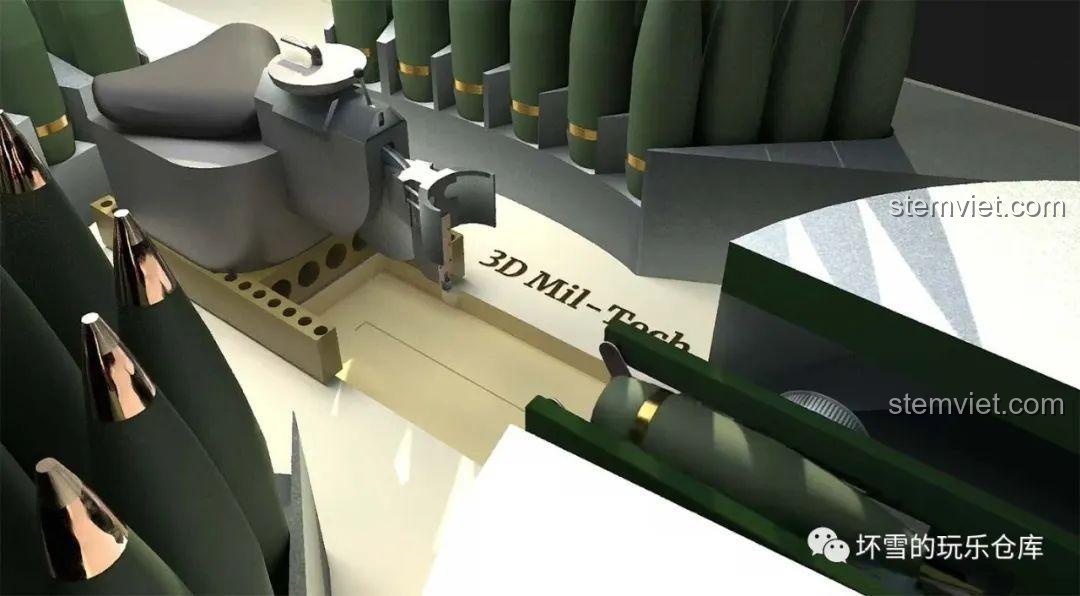 Hình ảnh 3D mô phỏng cơ chế nạp đạn của Pháo Tự Hành PzH-2000