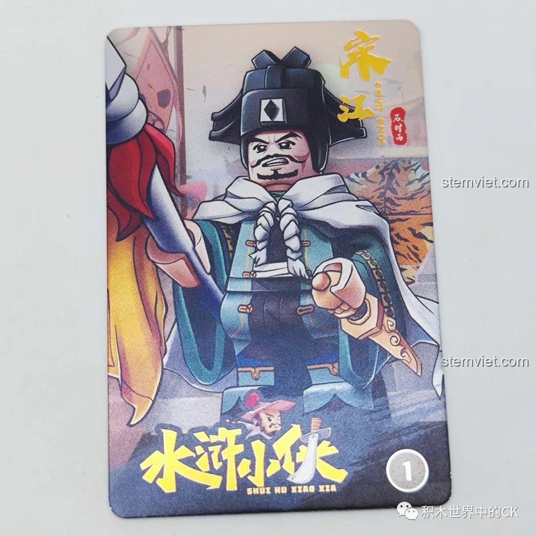 Bộ lắp ráp Decool 10806 Tôn Nhị Nương khi mở hộp, bao gồm sách hướng dẫn, thẻ bài, đế trưng bày và các túi mảnh ghép.