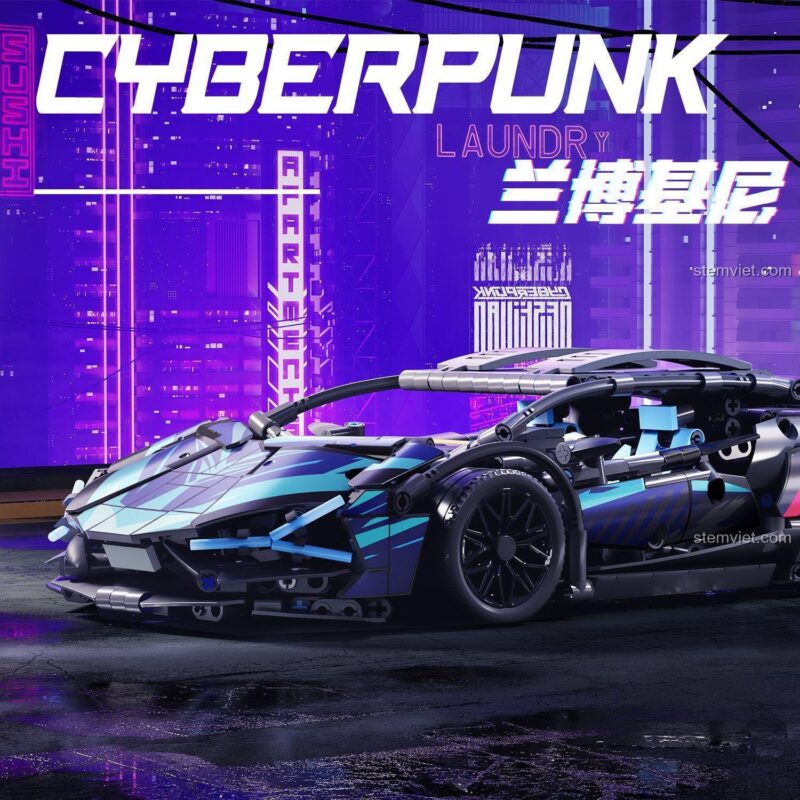 Mô hình siêu xe Cyberpunk MK 6002 Brick Plaything, Lamborghini Sián FKP 37 phong cách Cyberpunk, đồ chơi lắp ghép cho bé trai
