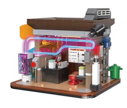 Bộ lắp ghép BrickCool KS002 Cửa hàng Sushi Cyberpunk có đèn LED, mô hình kiến trúc tương lai chi tiết cao cấp, đồ chơi lắp ráp cho bé 6 tuổi giá tốt.