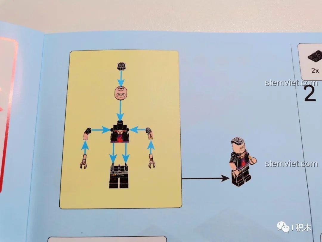 Hướng dẫn lắp ráp minifigure của bộ BrickCool KS003 Nhà hàng Trung Hoa Cyberpunk, đồ chơi xây dựng phố đêm cyberpunk, đơn giản và dễ hiểu.