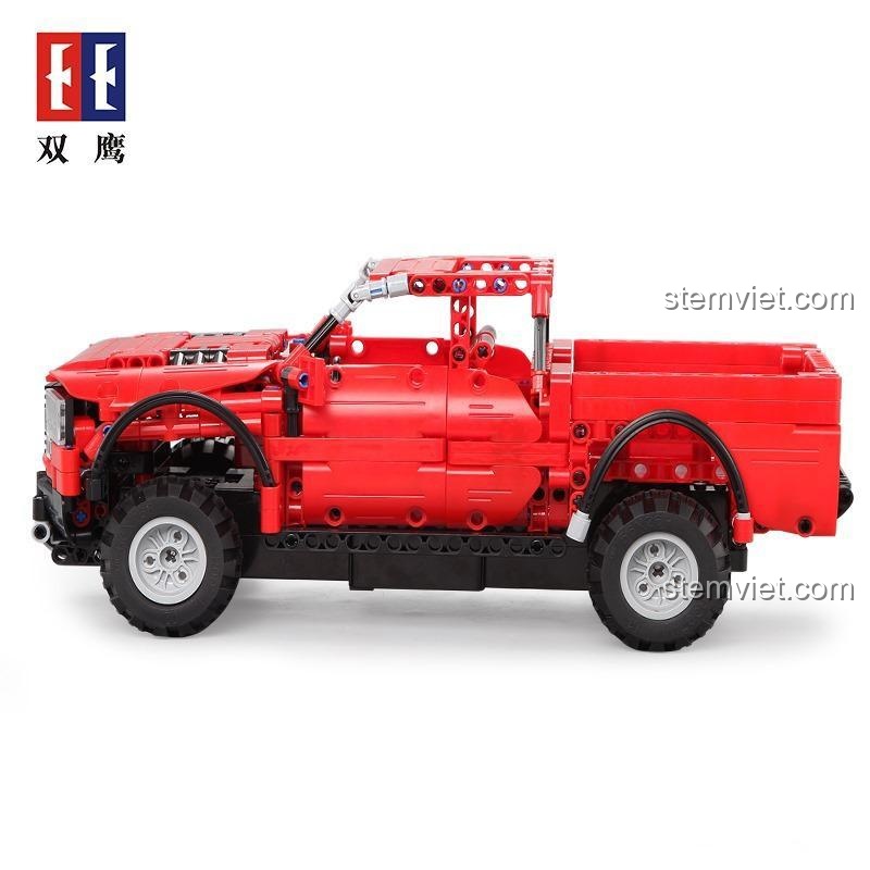 Xe Bán Tải Đỏ CaDA C51005 nhìn từ bên hông, đồ chơi mô hình xe bán tải điều khiển từ xa, phù hợp bé trai 6 tuổi.