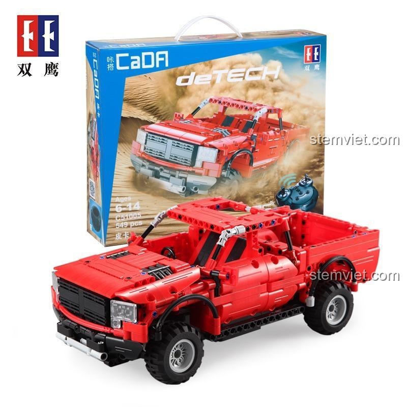 Hộp sản phẩm bộ lắp ghép CaDA C51005 Xe Bán Tải Đỏ, đồ chơi mô hình điều khiển từ xa cho bé trai 6 tuổi, giá tiết kiệm.