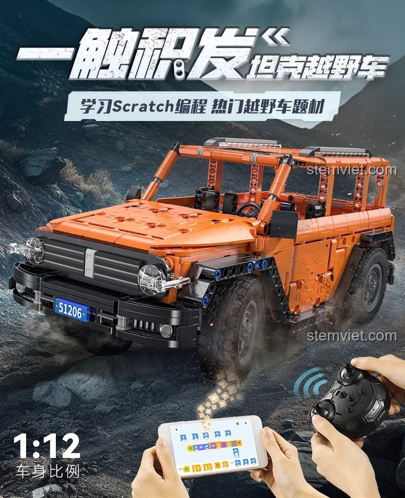 CaDA C51206 Xe Tăng Địa Hình điều khiển từ xa qua app, bộ đồ chơi Double Eagle C51206, Xe SUV Địa Hình CaDA, Xe Off-road Điều Khiển Từ Xa 51206, dành cho bé trai 6 tuổi, giá trị cao