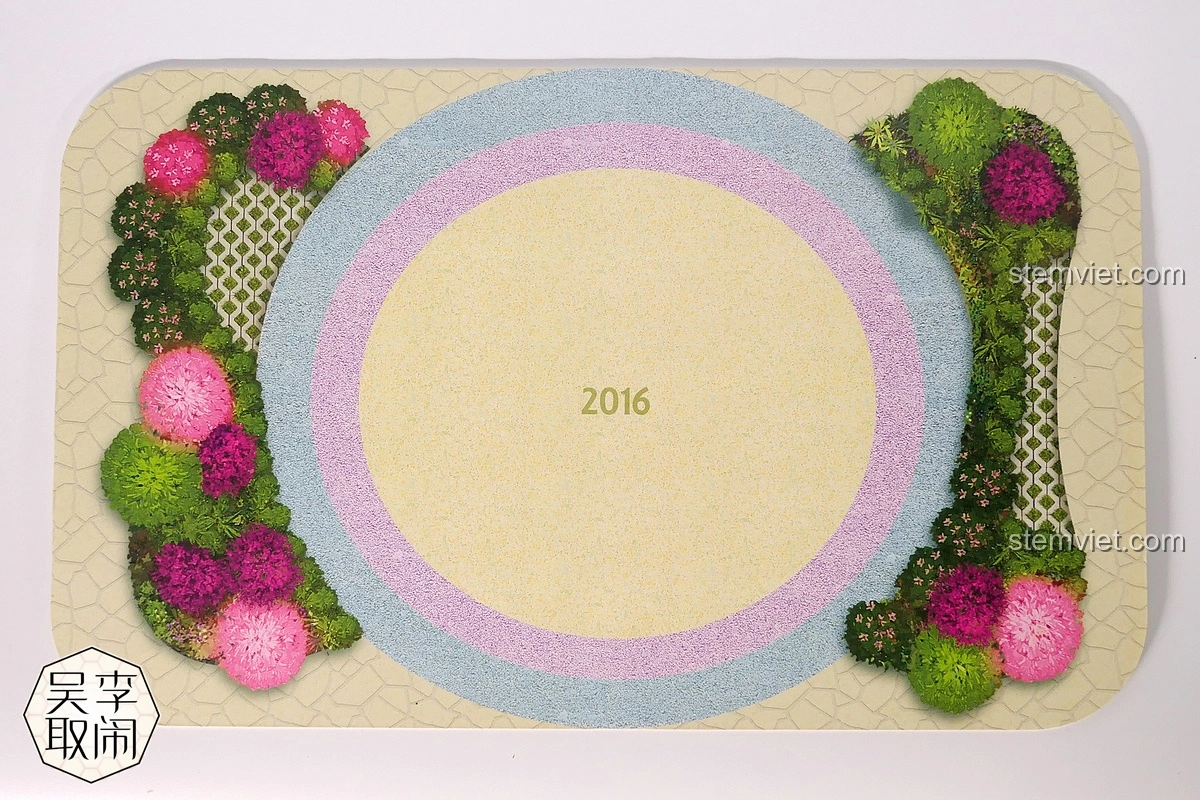 Tấm đế PVC lớn 45x27.4CM với họa tiết công viên, dùng cho bộ lắp ráp Vòng Quay Ngựa Gỗ Mộng Mơ Enlighten 2016.