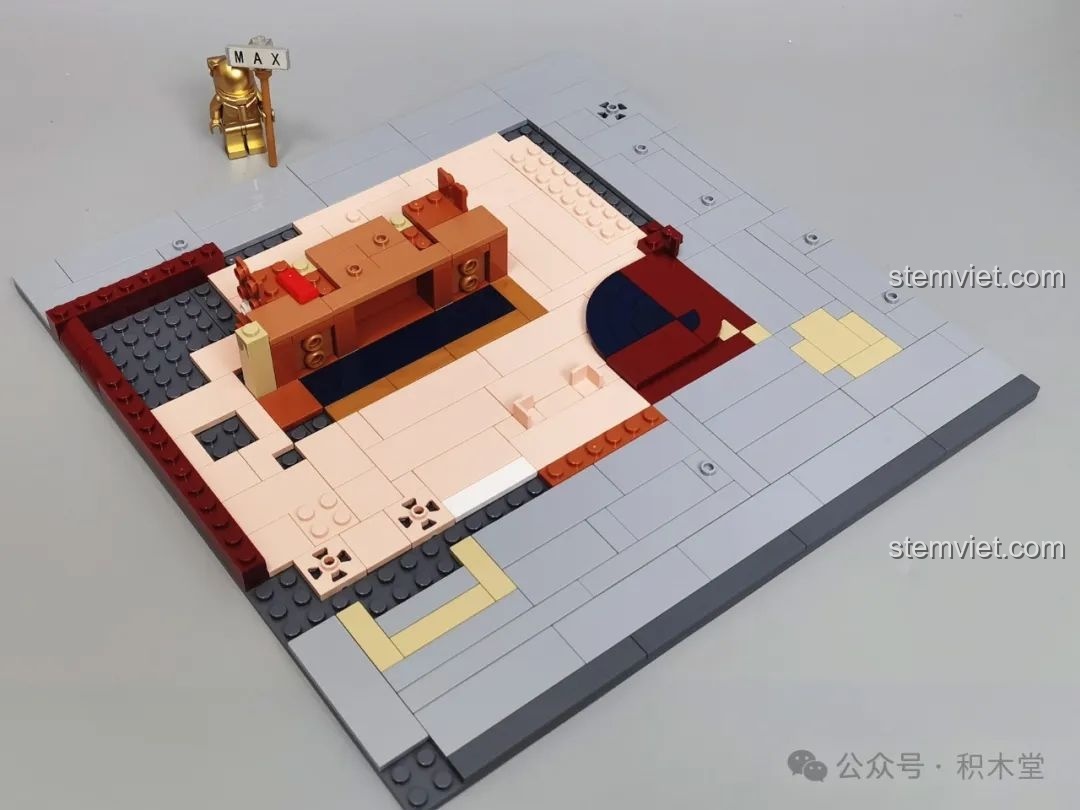 Bắt đầu lắp ráp phần nền của tầng một bộ FunWhole F9033 Cửa Hàng Đồ Cổ.