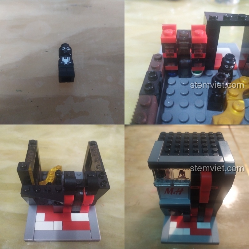 Hoàn thiện mô hình Sembo Block 6042 Cửa hàng quần áo M&H, bao gồm cả minifigure nhân viên bán hàng độc đáo.