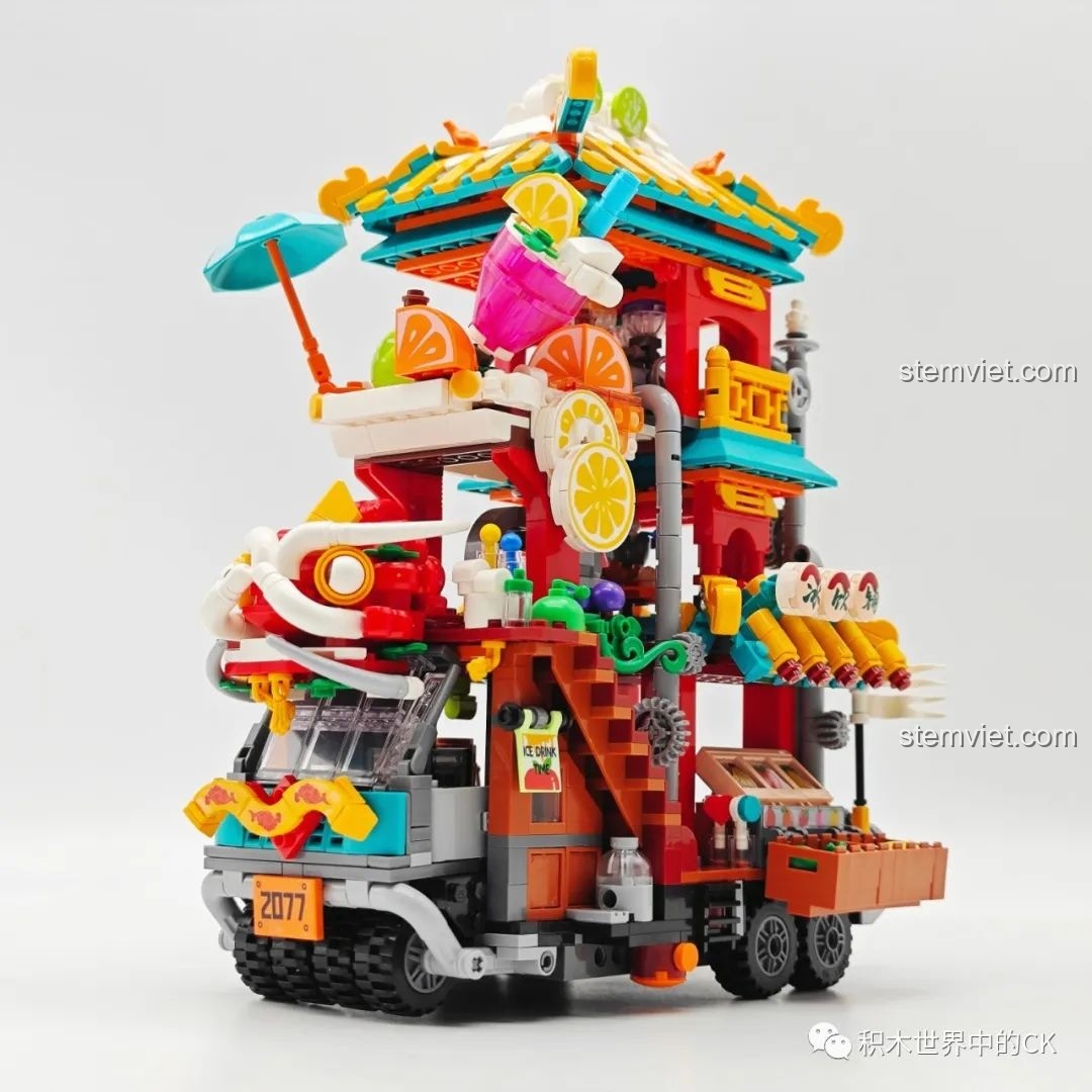 Mô hình Xe Tải Bán Nước Giải Khát Rồng Băng Zhegao DZ 6134 hoàn chỉnh nhìn từ phía trước.