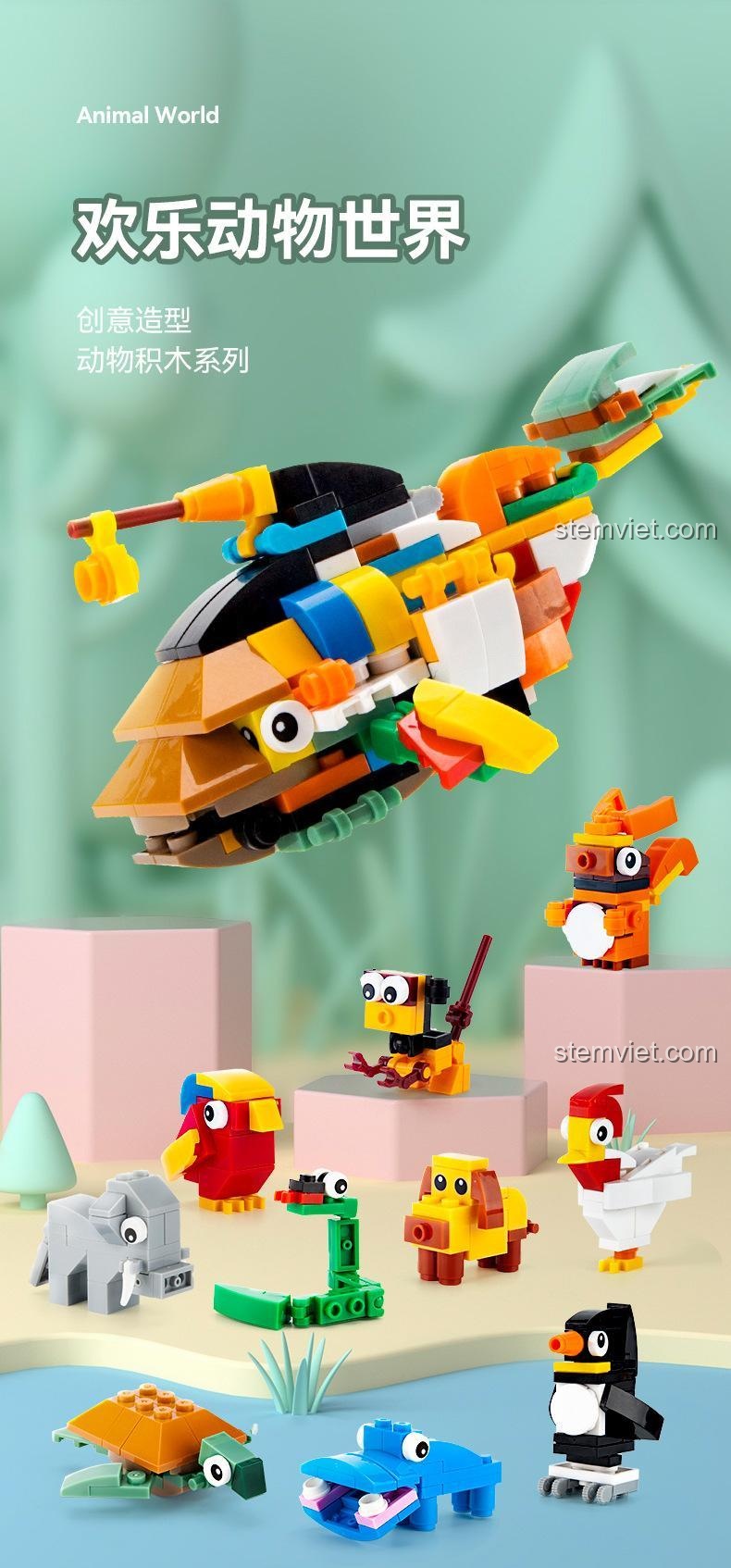 Đồ chơi mô hình động vật CAYI KY007, thế giới động vật vui vẻ, tạo hình sáng tạo, phù hợp bé 6 tuổi.