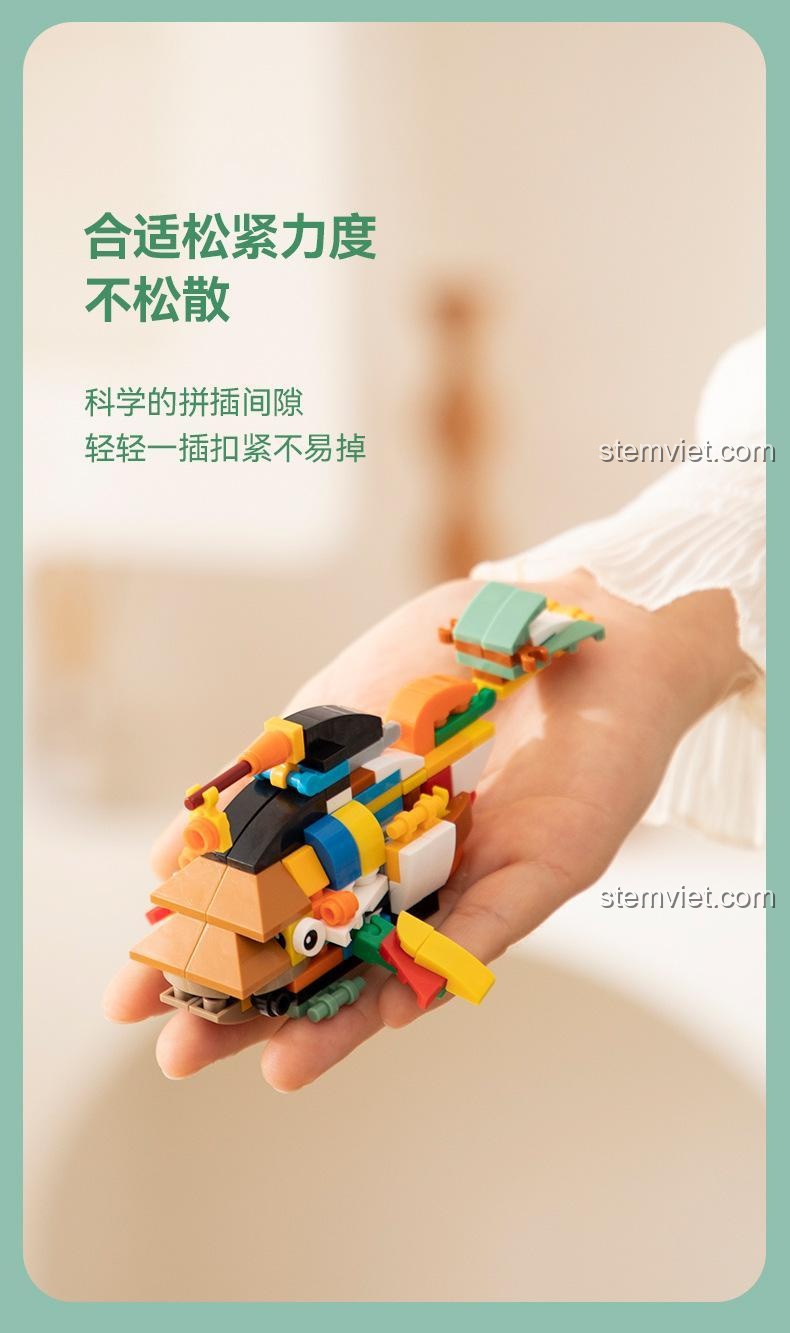 Động vật ngộ nghĩnh CAYI, độ chặt vừa phải, khe ghép khoa học, không dễ rơi, chất lượng tốt cho bé 6 tuổi.