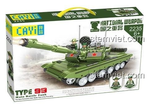 Hộp sản phẩm bộ xếp hình xe tăng CAYI 2235 Type 99, món quà quân sự lý tưởng cho bé trai.