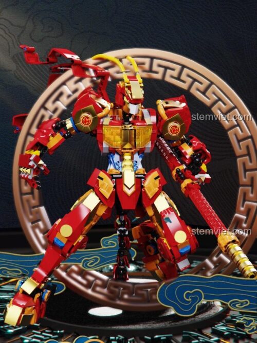 Mô hình Robot Tôn Ngộ Không YXC-S001 của Chao Pin She với tư thế chiến đấu oai vệ, màu đỏ vàng rực rỡ, chất lượng cao, đồ chơi mô hình cho bé trai.