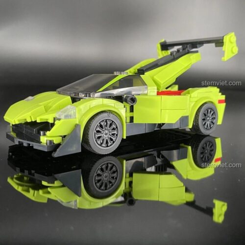 Mô hình Lamborghini Veneno Chaobao 7023 sau khi lắp ráp, màu xanh lá cây nổi bật, giá rẻ.