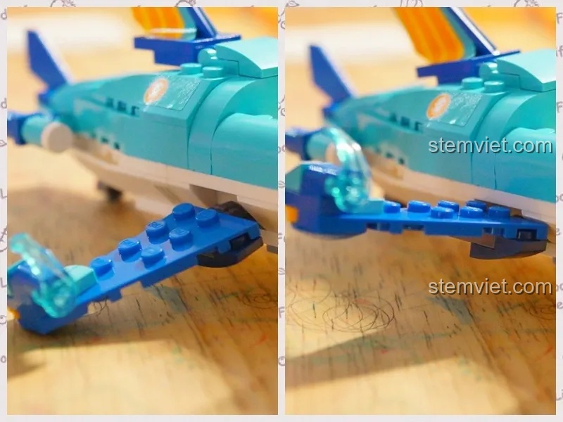 Chi tiết cánh của Tàu Ngầm Cá Kiếm Gup-B có thể cử động, một tính năng của bộ đồ chơi xếp hình cho con trai từ 6 tuổi.