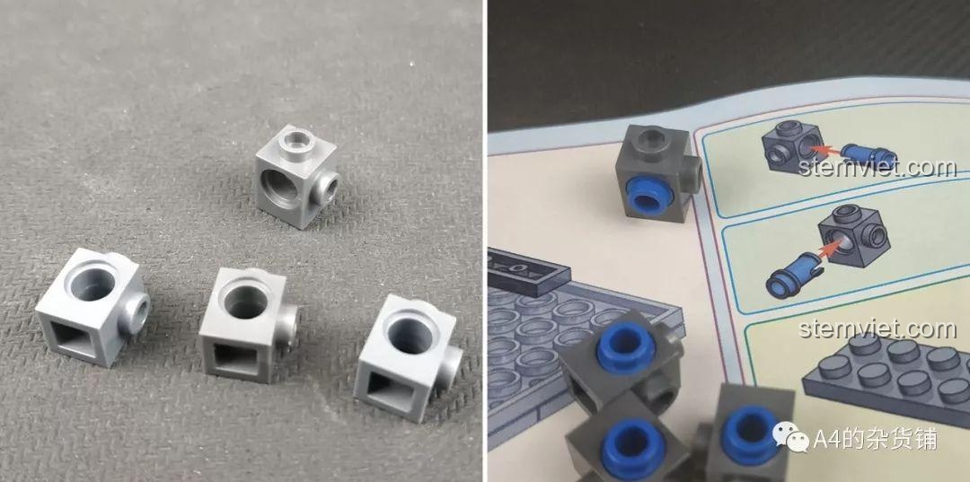 Các chi tiết đặc biệt trong bộ KAZI KY82010, bao gồm các khối nối đa hướng và cách lắp ráp.