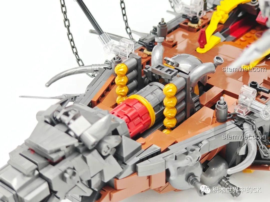 Cận cảnh dàn tên lửa trên thân tàu của bộ lắp ráp Tàu bay Goblin trong World of Warcraft JIESTAR.