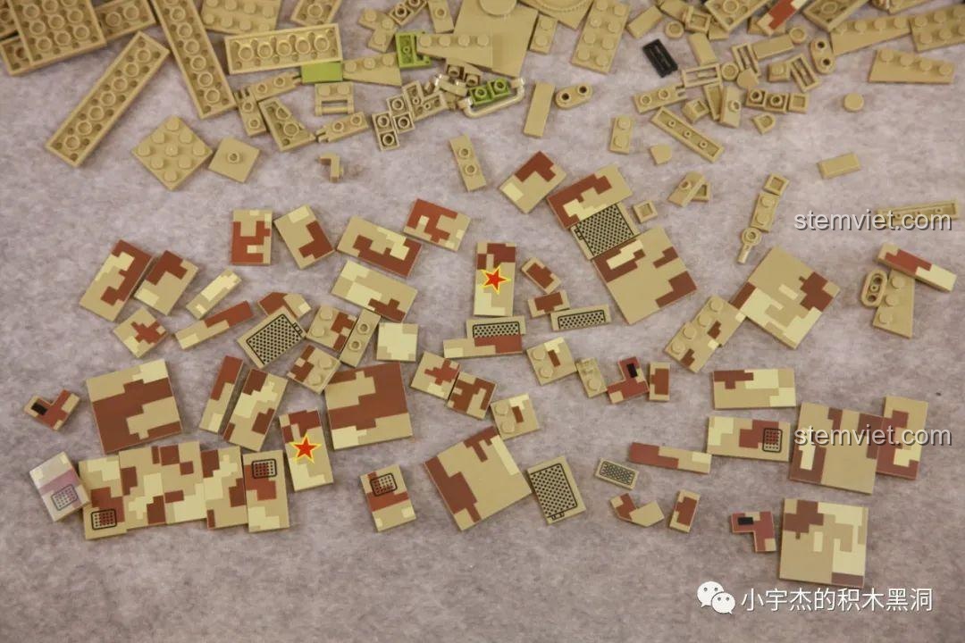 Cận cảnh các chi tiết được in họa tiết rằn ri sa mạc kỹ thuật số của bộ Panlos Brick 688006.