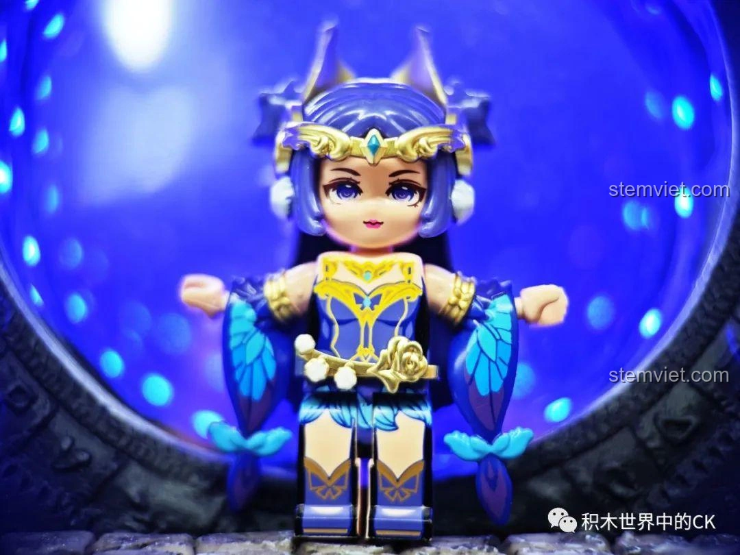 Chi tiết khuôn mặt minifigure Điêu Thuyền K21103, thể hiện sự tỉ mỉ trong thiết kế và màu sắc.