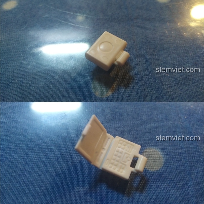 Chi tiết mảnh ghép hình laptop mini có thể gập mở trong bộ SEMBO SD6070. Đánh giá chất lượng chi tiết đồ chơi SEMBO.