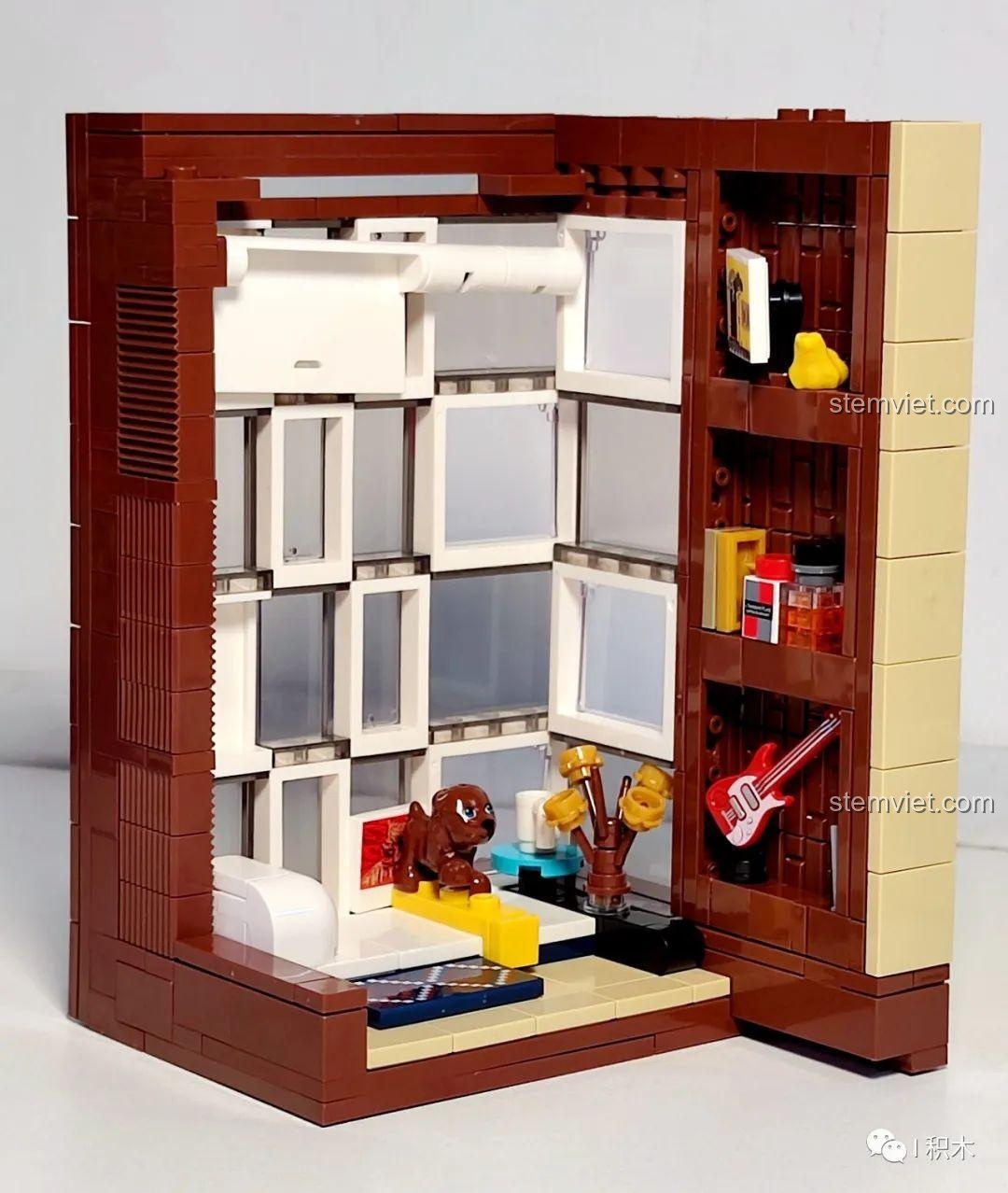 Chi tiết phòng ngủ trong bộ XMORK 10205 Biệt thự Hiện đại Phong cách Hàn Quốc, với nội thất đầy đủ.