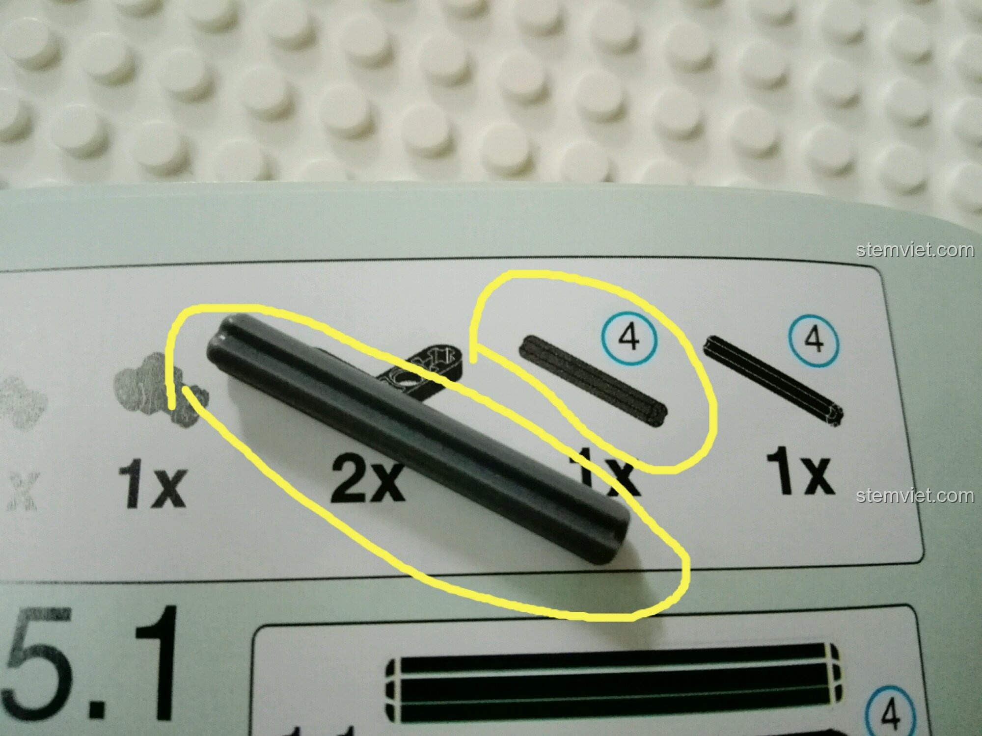 Hướng dẫn chi tiết về các loại trục technic trong bộ lắp ráp Mô hình xe tải Unimog XB-03026.