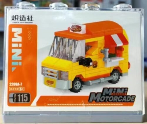 Bộ lắp ráp Chizao She 2208A-7 Xe Bán Hot Dog kéo lùi, đồ chơi mô hình xe đồ ăn nhanh màu vàng cam cho bé trai 6 tuổi, giá tốt.