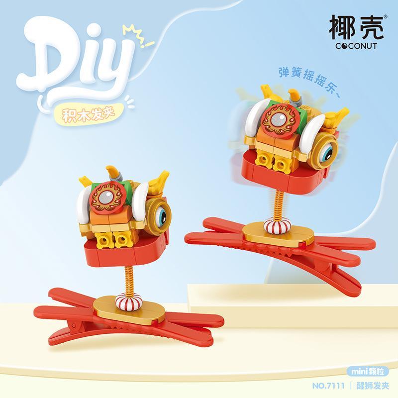 Bộ lắp ghép Kẹp tóc Đầu Lân Coconut 7111, phụ kiện tóc độc đáo cho bé gái 6 tuổi, giá rẻ. Đầu lân có thể lúc lắc vui nhộn.
