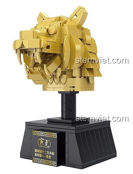 Mô hình Đầu Hổ Đồng COGO 12404-4, đồ chơi lắp ráp Đầu Hổ, tượng 12 Con Giáp, chi tiết tinh xảo, chất lượng cao.