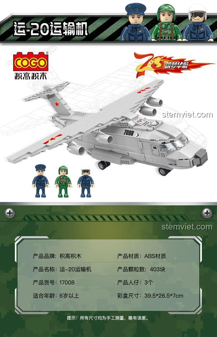 Thông tin chi tiết bộ xếp hình COGO 17008 Máy bay Y-20