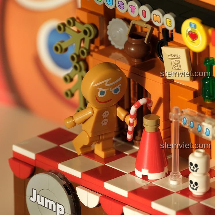 Mô hình game CookieRun CookieRun với 2 minifigures đi kèm: GingerBrave và Zombie Cookie, sẵn sàng cho cuộc rượt đuổi.