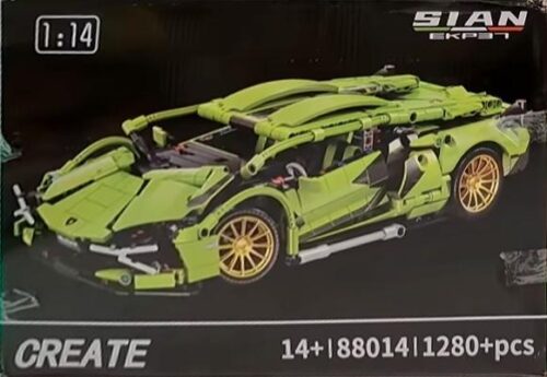 bộ lắp ráp Lamborghini Sián FKP 37 CREATE 88014, đồ chơi mô hình siêu xe màu xanh lá, phù hợp con trai 14 tuổi, giá tốt.