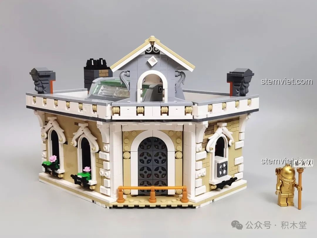 Phần mái nhà của FunWhole F9033 hoàn chỉnh với các chi tiết kiến trúc.