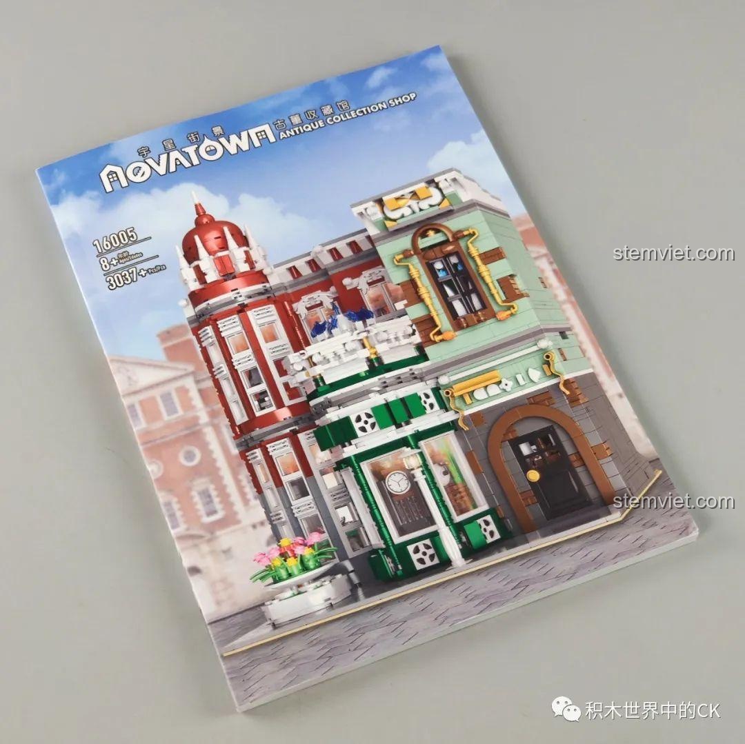 Sách hướng dẫn lắp ráp chi tiết của bộ Cửa Hàng Sưu Tầm Đồ Cổ Mould King 16005.