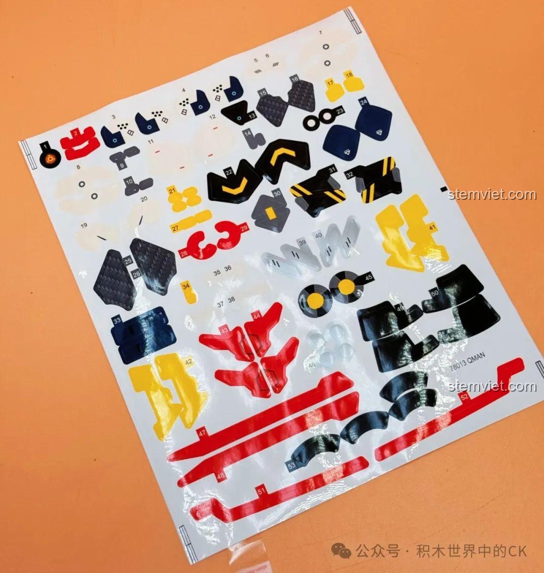 Tấm decal dán chi tiết cho mô hình Cơ Giáp Hậu Nghệ Keeppley 78013, tăng tính thẩm mỹ và độ chân thực.