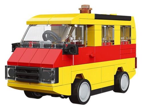 Mô hình bộ lắp ráp Xe buýt nhỏ cổ điển Hồng Kông DECOOL 22005 màu vàng đỏ bắt mắt, món quà giá rẻ cho bé trai 6 tuổi.