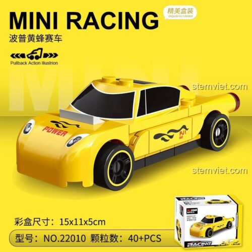 Toàn bộ sưu tập đồ chơi xếp hình Decool Mini Racing PaceMaker, bao gồm mẫu xe đua màu vàng 22010.