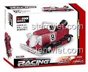 Hộp bộ lắp ráp Xe đua mui trần cổ điển DECOOL 22021, gồm 99 mảnh ghép, có động cơ kéo lùi.