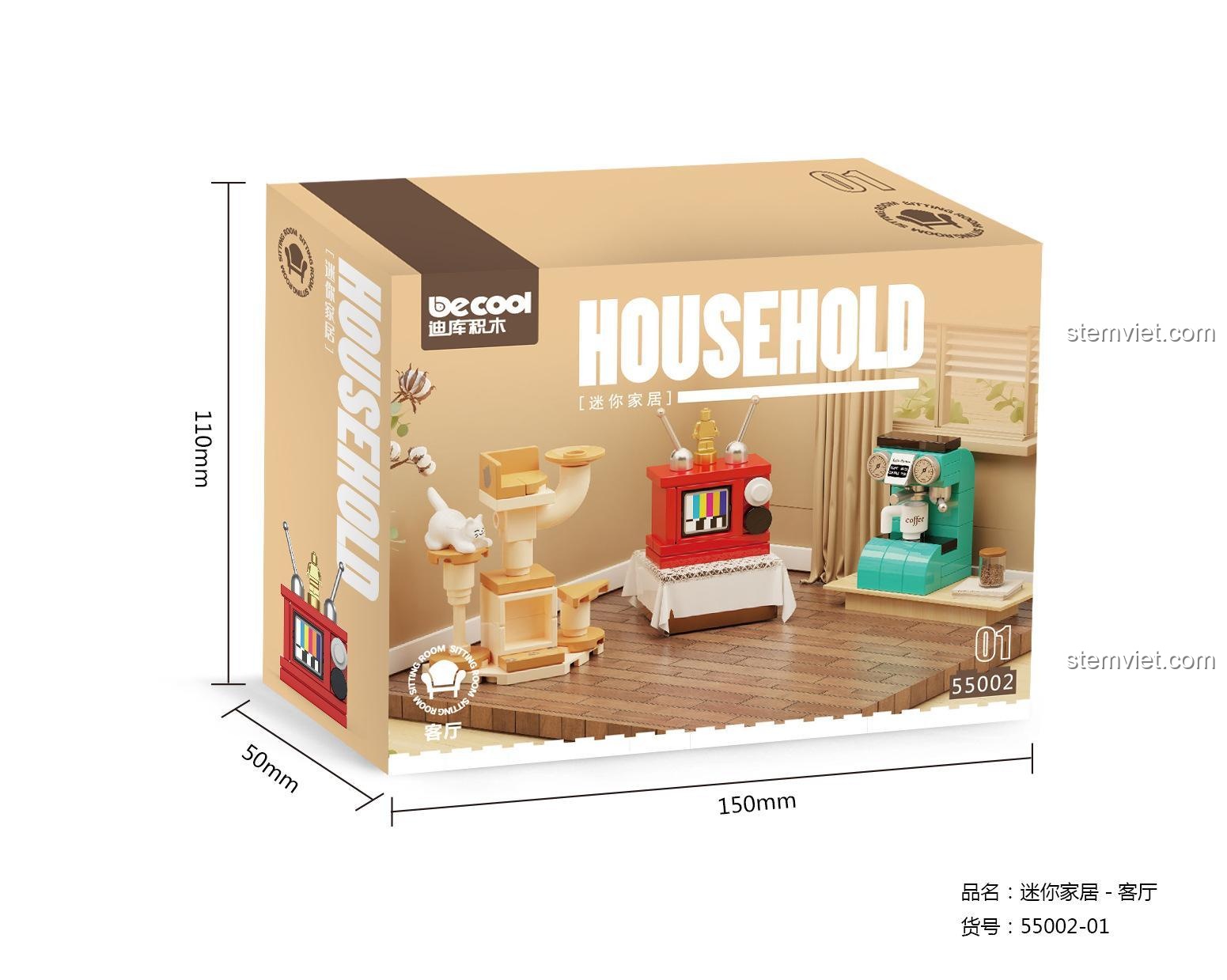 Phòng khách Decool 55002, bộ đồ chơi Đồ dùng gia đình, chi tiết tinh xảo, phù hợp bé gái.