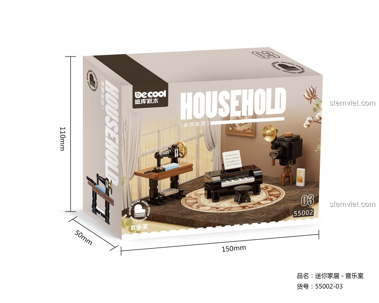 Phòng nhạc Decool 55002, bộ lắp ghép 002, mô hình nội thất tinh tế cho bé gái.
