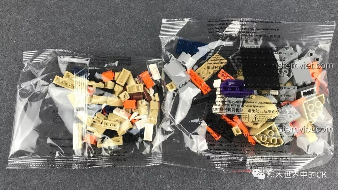 Các túi chi tiết bên trong bộ lắp ráp Decool 6823, đảm bảo đủ 143 mảnh ghép chất lượng cao.