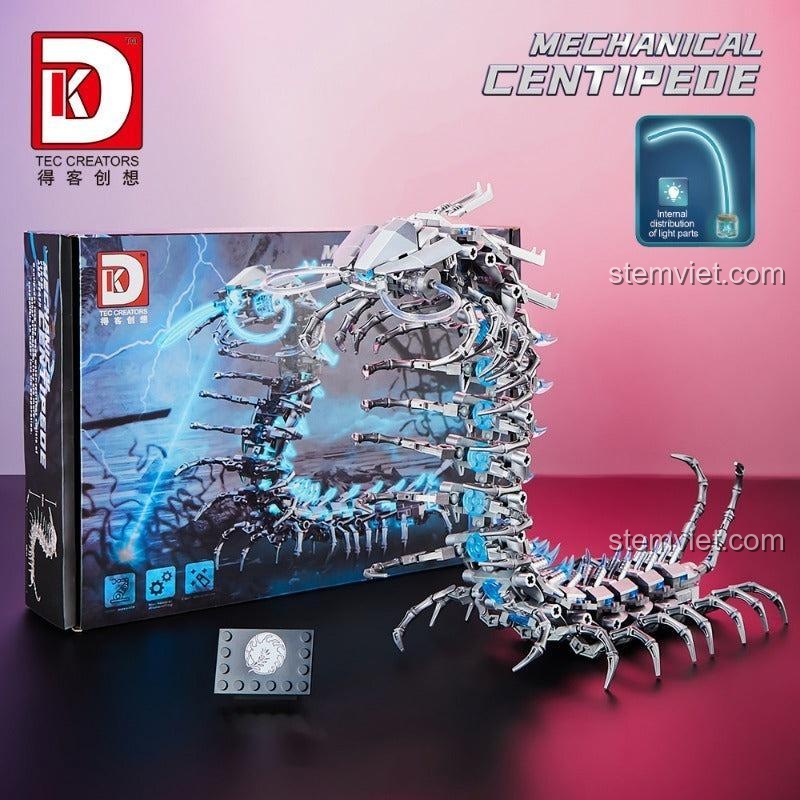 Bộ lắp ráp Rết Máy DK 7041 bên cạnh hộp, cho thấy sự tương quan giữa bao bì và sản phẩm thực tế.