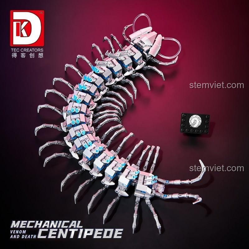 Tư thế cuộn tròn của Robot Rết DK7041, một món đồ chơi lắp ghép sáng tạo cho bé trai.