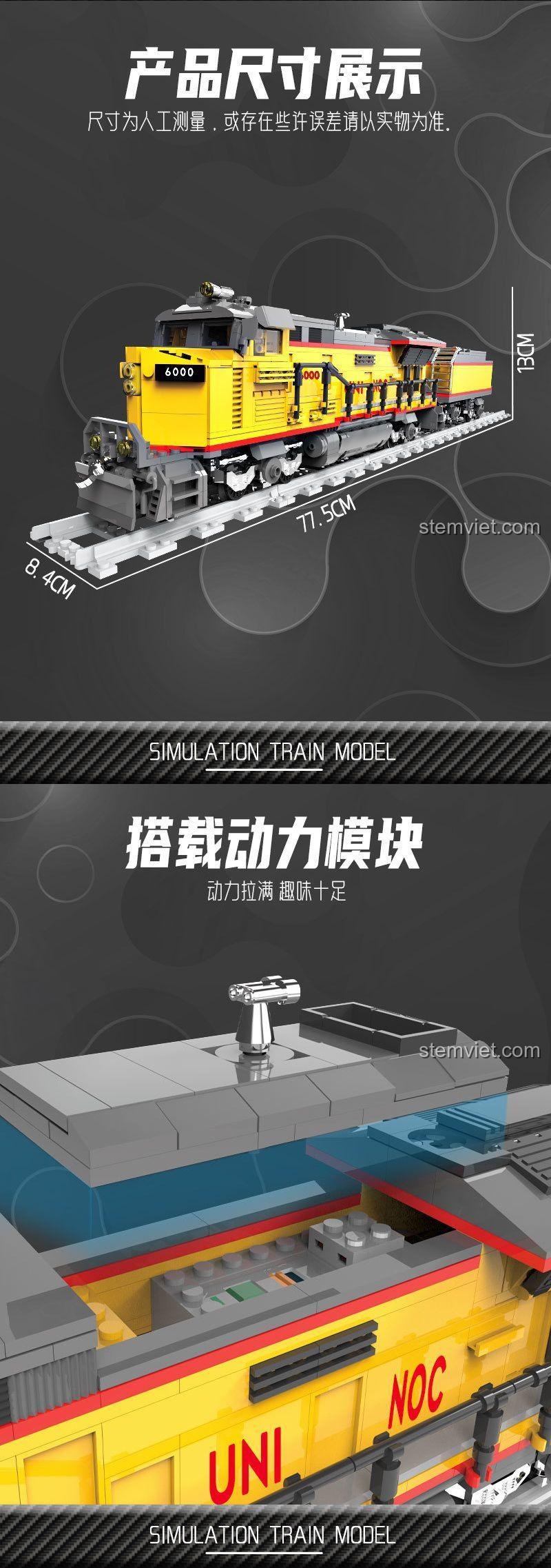 Kích thước chi tiết của DK 80019 Đầu máy Diesel-điện AC6000CW và bộ động cơ đi kèm