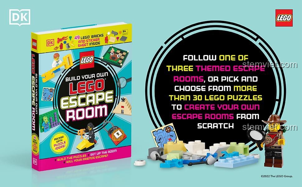 Sách Build Your Own LEGO Escape Room và các mảnh ghép LEGO® đi kèm